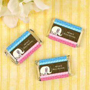 Twin Baby Elephants 1 Boy & 1 Girl   20 Mini Candy Bar Wrapper Sticker 