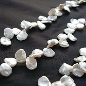  White 12mm Top Drilled Keshi Freshwater Pearl Beads FW 