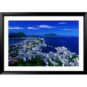 Town Buildings and Surrounding Water from Aksla, Alesund, Norway 