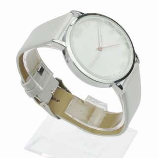   Gift PU Leather Pure White Analog Type Wrist Bangle Watch Wl302  