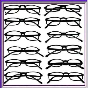 Reading Glasses Wholesale 12 Pair Black Plastic Reader Men Women 1.75