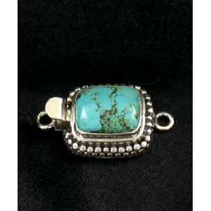   LAKE TURQUOISE CLASP STERLING CUSHION 13x11mm~ 