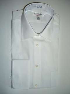 356 PAUL FREDRICK White Cotton Trim Fit Mens Dress Shirts Size M   15 