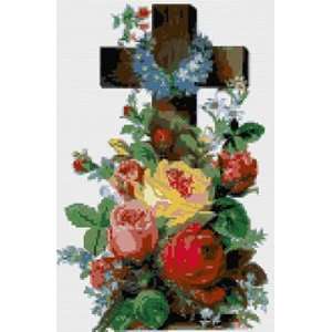   Religious Cross with Roses Counted Cross Stitch Kit 