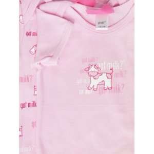 GOT MILK Baby Girl Pink 2 Piece Cotton Bodysuit Set with Cow Print 