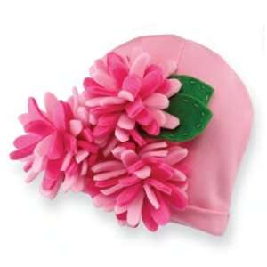  Baby Girls Hats  Knit Cap with Felt Flowers  LIGHT PINK W 