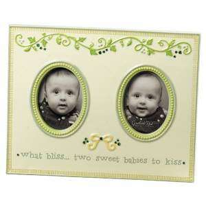   Two Sweet Babies To Kiss Twins Photo Frame 2 Oval Openings NIP