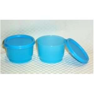 Tupperware 4oz SNACK CUPS Lunch Dip Mini Bowl Set New Aqua Blue Set of 
