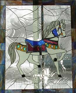 Carousel Horse Custom Stained Glass Window Panel Art  