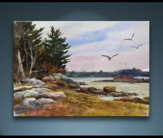 Gulls Shore Maine Fine Art Landscape Painting Bechler  