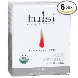 Tulsi Organics Assorted, 4 Count Boxes (Pack of 6)  
