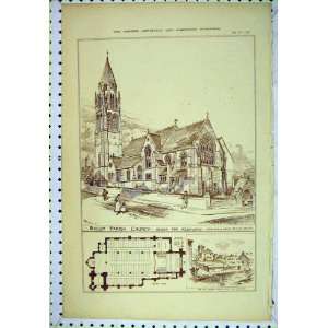  1878 Exterior View Bacup Parish Church Plan Sketch