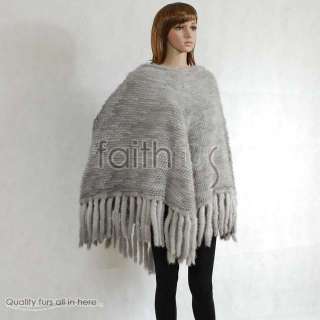 Sapphire Mink Fur Knitted Cape/Poncho/Wrap/Shawl/Tippet  