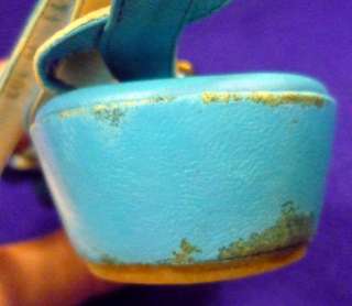 TURQUOISE BLUE PAPPAGALLO ANKLE SANDALS ITALY 11 M  