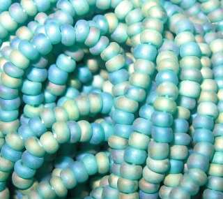 11/0 HANK EMERALD TURQUOISE GREEN MATTE AB SEED BEADS  