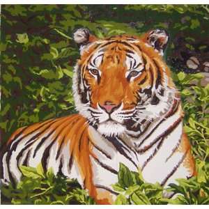  THE GLORIOUS WATCHFUL TIGER NEEDLEPOINT CANVAS Arts 