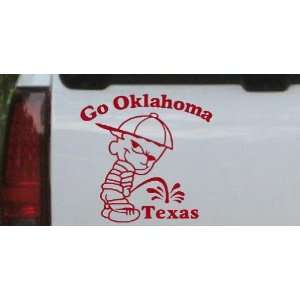 Red 14in X 14.0in    Go Oklahoma Pee On Texas Car Window Wall Laptop 
