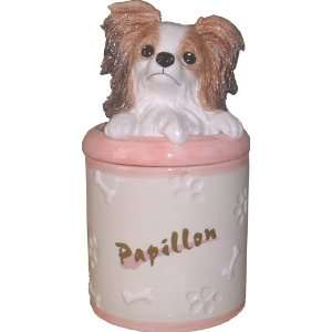 Papillon Collectible Dog Puppy Porcelain Cookie Jar Container Figurine