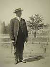 Antique Photograph Man Stands Wearing Pork Pie Hat