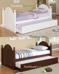 twin day bed with trundle in white and cherry finish  