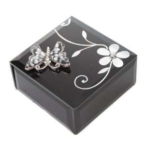   Square Flowers & Butterfly Jewellery Trinket Box New