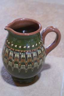 Traditional Bulgarian Troyan Red Clay Ceramic Pitcher Pottery Folk Art 
