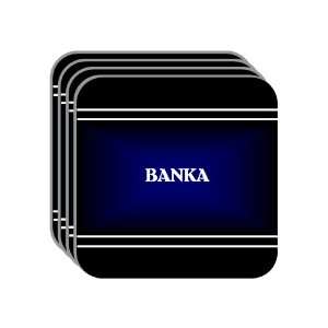 Personal Name Gift   BANKA Set of 4 Mini Mousepad Coasters (black 