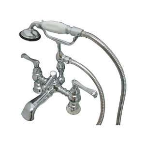   Chrome Vintage Triple Handle Deck Mounted Clawfoot Tub Filler Fauce