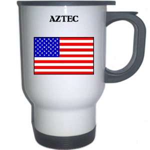  US Flag   Aztec, New Mexico (NM) White Stainless Steel Mug 