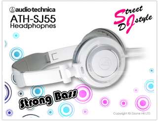 Audio Technica ATH SJ55 DJ Style Headphones White Strong Bass 