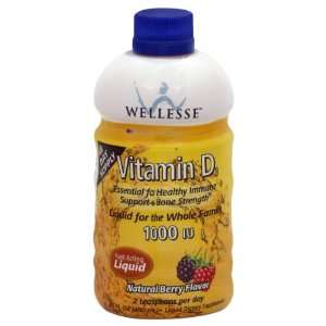 Wellesse Vitamin D3, 1000 IU, Fast Acting Liquid, Natural Berry Flavor 