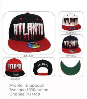 Atlanta Flat Brimmed Snap Back Snapback Drip Cap Hat  