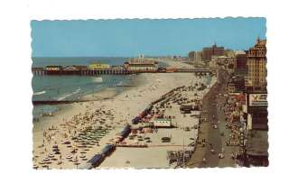 Vintage Postcard Atlantic City New Jersey Beach & Boardwalk Pier 