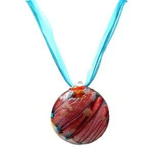 Necklace   N98   Murano Glass Style   Round Style ~ Aqua 