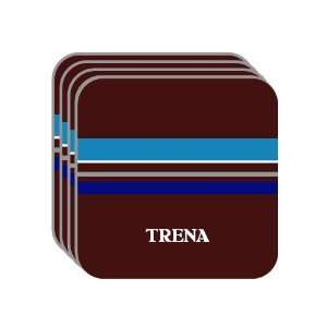 Personal Name Gift   TRENA Set of 4 Mini Mousepad Coasters (blue 