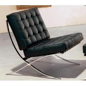  Barcelona design chair and ottoman in black color