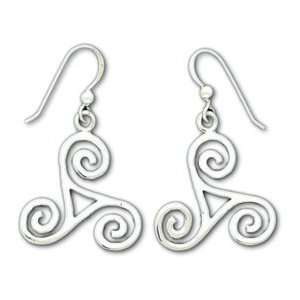  0.925 Sterling Silver Irish Celtic Triskelion Earrings 