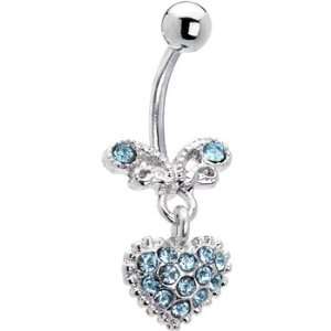  Aqua Treasured Heart Belly Ring Jewelry
