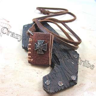 Cross Bible Book pendant Men charm Genuine leather necklace ancientry 