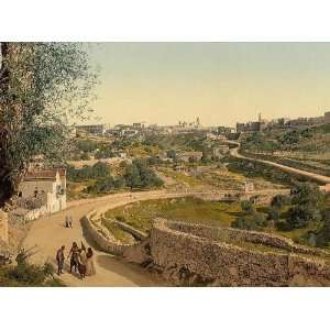 Vintage Travel Poster   The way to the station Jerusalem Holy Land 24 