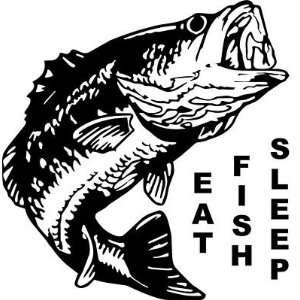  BASS FISHERMAN , Vinyl Decal,Eat Fish Sleep, Wall Art 