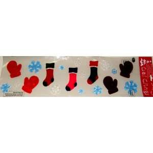  Holiday Stockings Mittens Snowflakes Gel Window Clings 