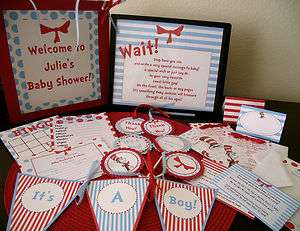 ULTIMATE DR SEUSS CAT IN THE HAT BABY SHOWER PARTY PACK COMPLETELY 