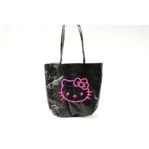    Sanrio Hello Kitty Black Snake Python Tote Bag 