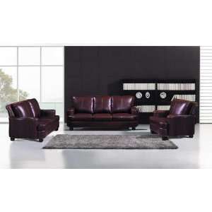   Traditional Classic Leather Sofa Set #AM 318 B BROWN Furniture