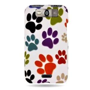 WIRELESS CENTRAL Brand Hard Snap on Shield with WHITE MULTI DOG PAWS 