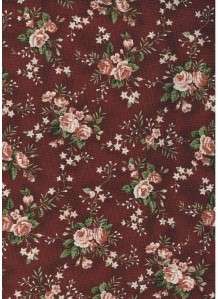 LAUREN SMALL ROSES ON DK BURGUNDY~ Cotton Quilt Fabric  