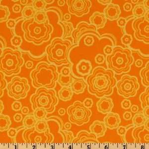  44 Wide Dazzle Traced Blooms Orange Fabric By The Yard 