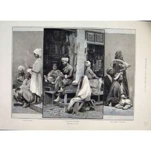  1883 Sketches Cairo Porters Bazaar Glass Bead Bedouin 