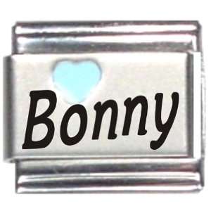  Bonny Light Blue Heart Laser Name Italian Charm Link 
